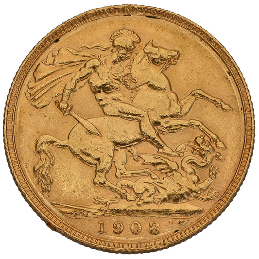 22ct Gold King Edward VII Full Sovereign Coin 1908