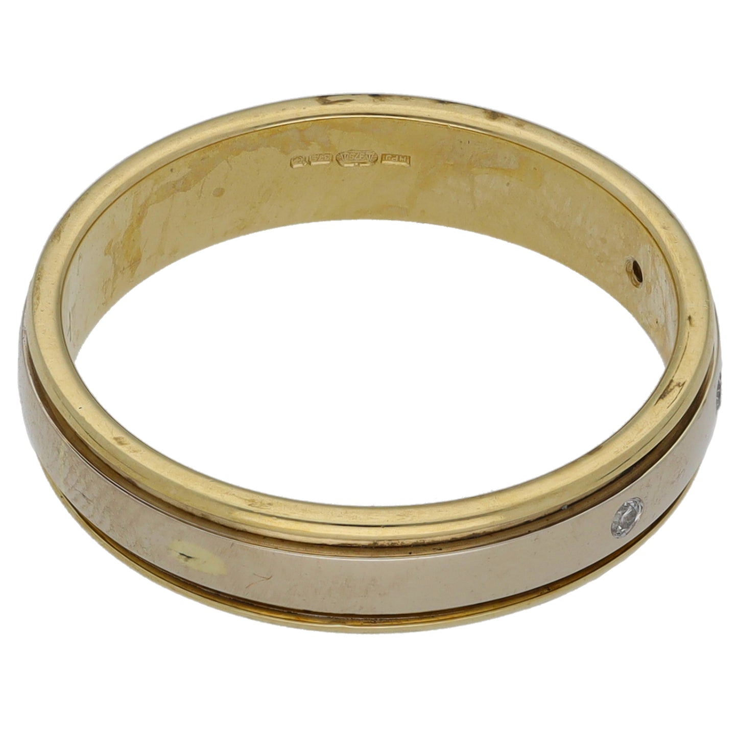 9ct Gold 0.015ct Diamond Patterned Wedding Ring Size L