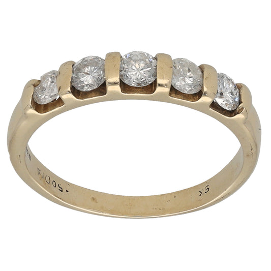 9ct Gold 0.50ct Diamond Half Eternity Ring Size M