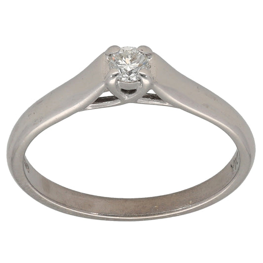 9ct White Gold 0.10ct Diamond Solitaire Ring Size O