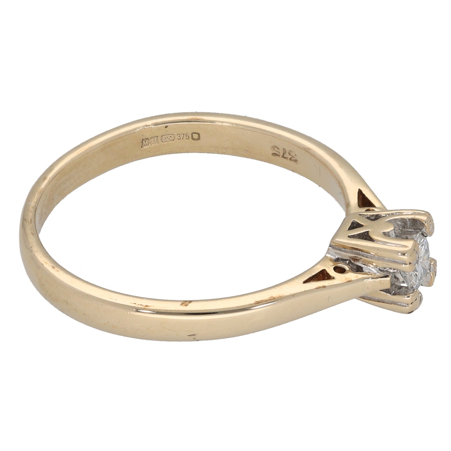 9ct Gold 0.15ct Diamond Solitaire Ring Size N