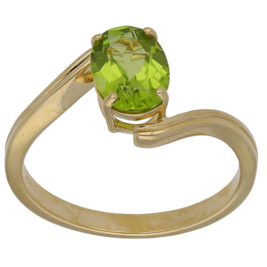 9ct Gold Peridot Single Stone Ring Size N