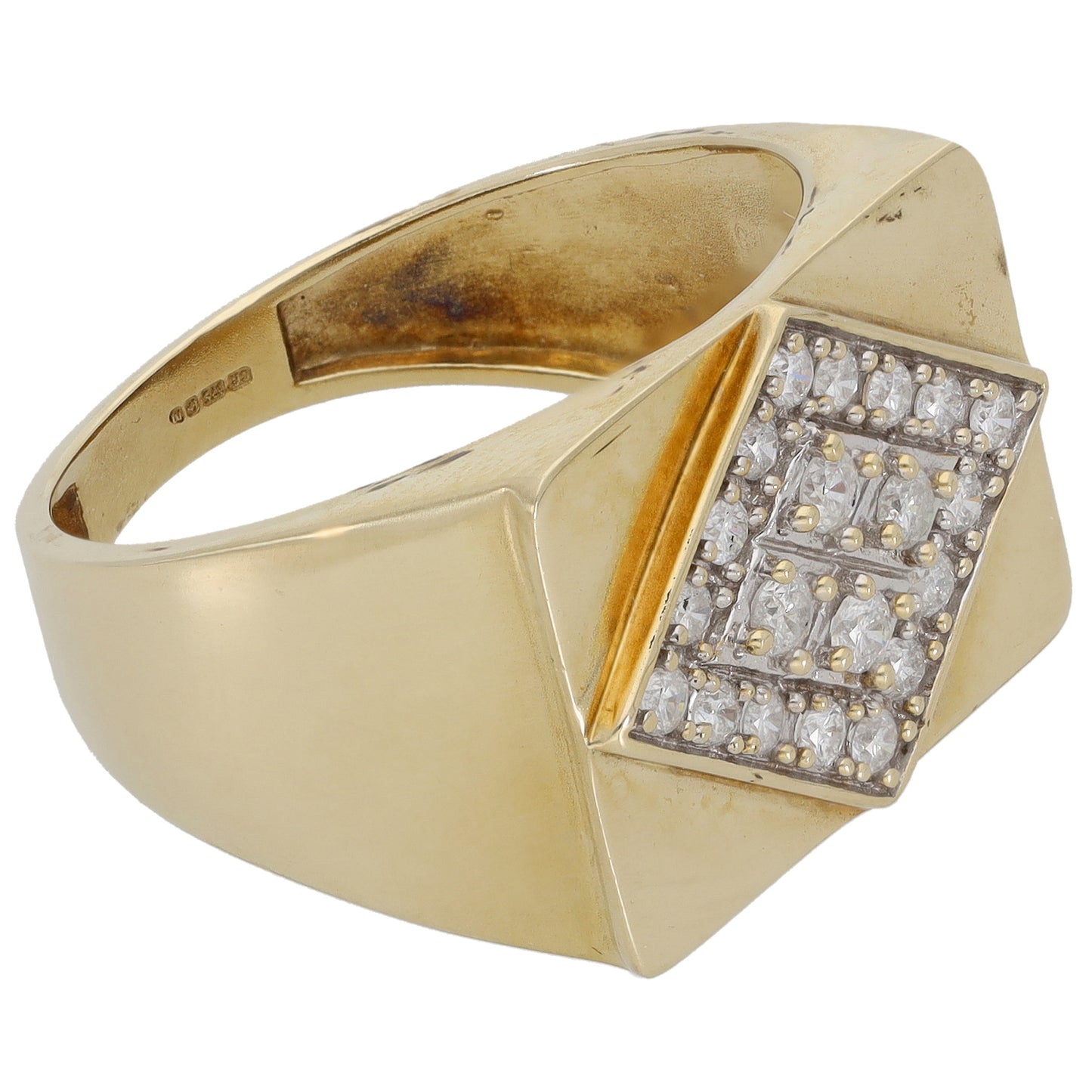 9ct Gold 0.17ct Diamond Signet Ring Size T 1/2