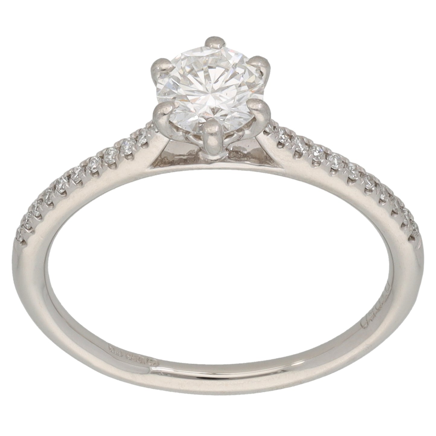 Platinum 0.67ct Diamond Solitaire Ring With Accent Stones Size M