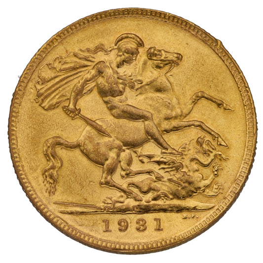 22ct Gold King George V Full Sovereign Coin 1931