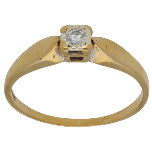 9ct Gold 0.07ct Diamond Solitaire Ring Size N