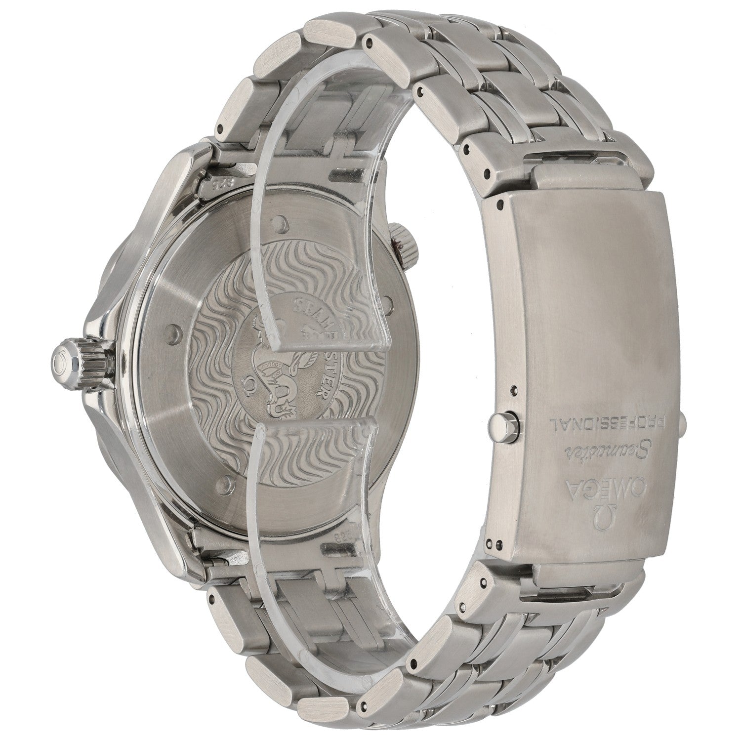 Omega Seamaster 2541.80.00 Stainless steel watch with engraved caseback and linked metal bracelet