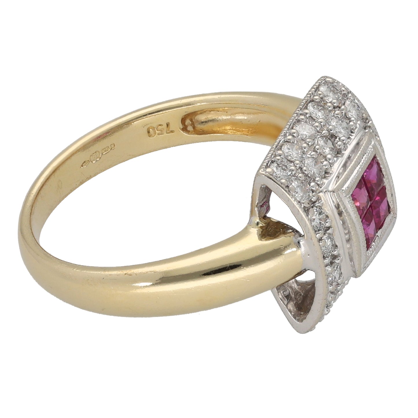 18ct Gold Ruby & 0.26ct Diamond Dress/Cocktail Ring Size N