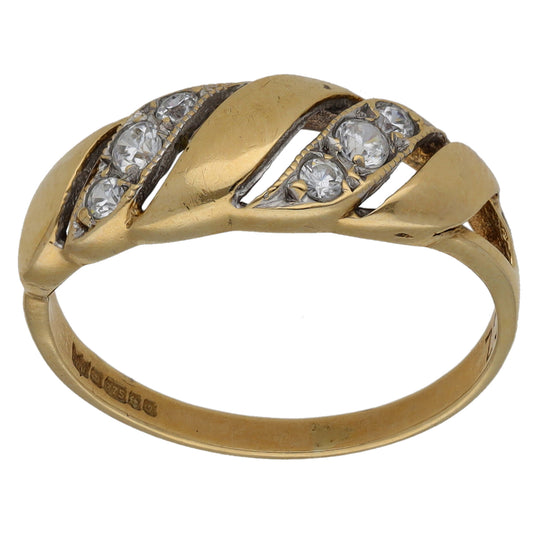 9ct Gold Cubic Zirconia Dress/Cocktail Ring Size M
