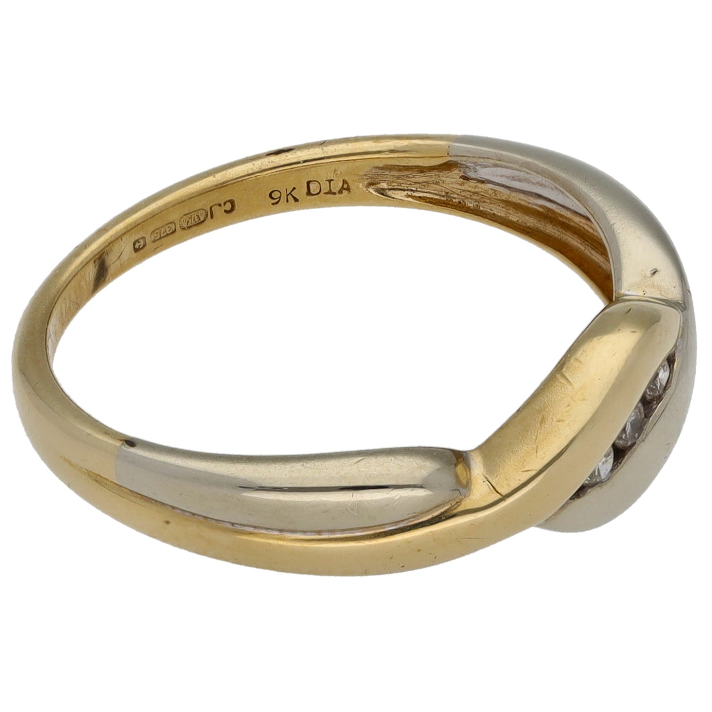 9ct Gold 0.06ct Diamond Trilogy Ring Size M