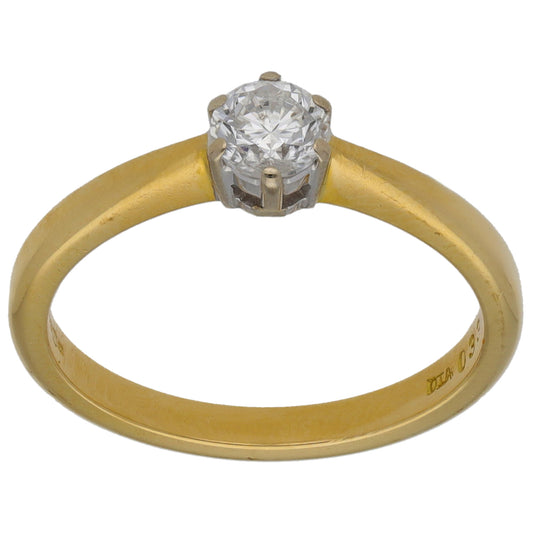 18ct Gold 0.33ct Diamond Solitaire Ring Size L