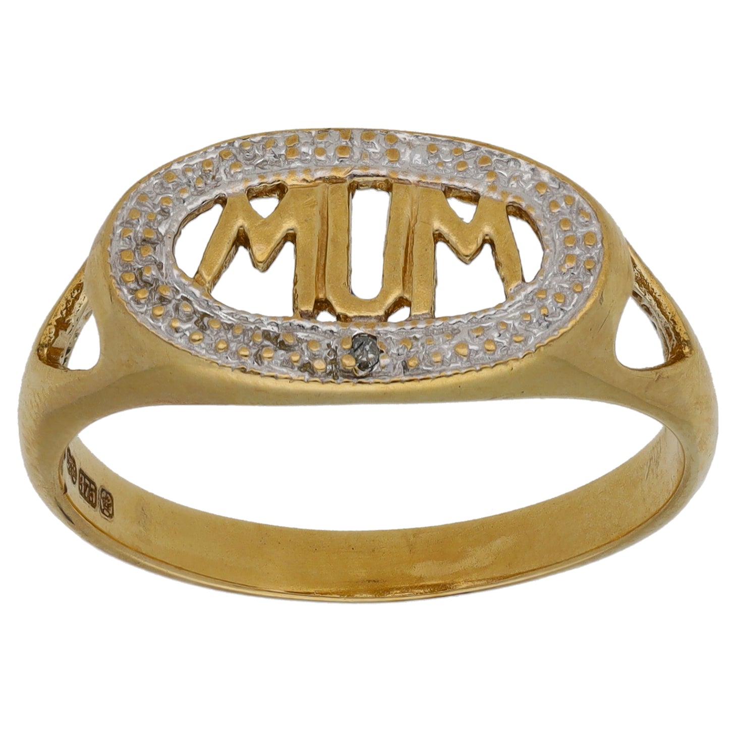 9ct Gold 0.005ct Diamond Single Stone Mum/Mother Ring Size O