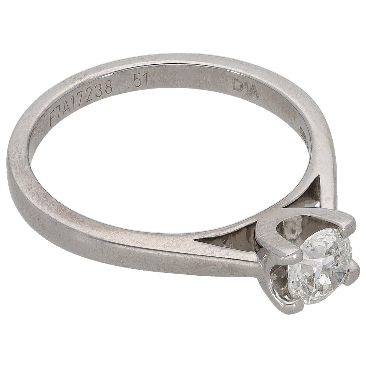 18ct White Gold 0.51ct Diamond Solitaire Ring Size N