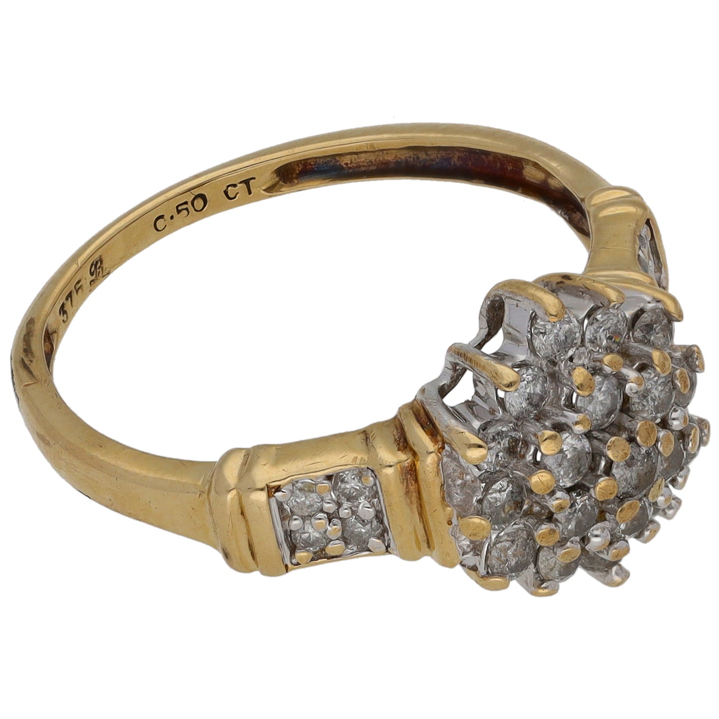 9ct Gold 0.50ct Diamond Cluster Ring Size N