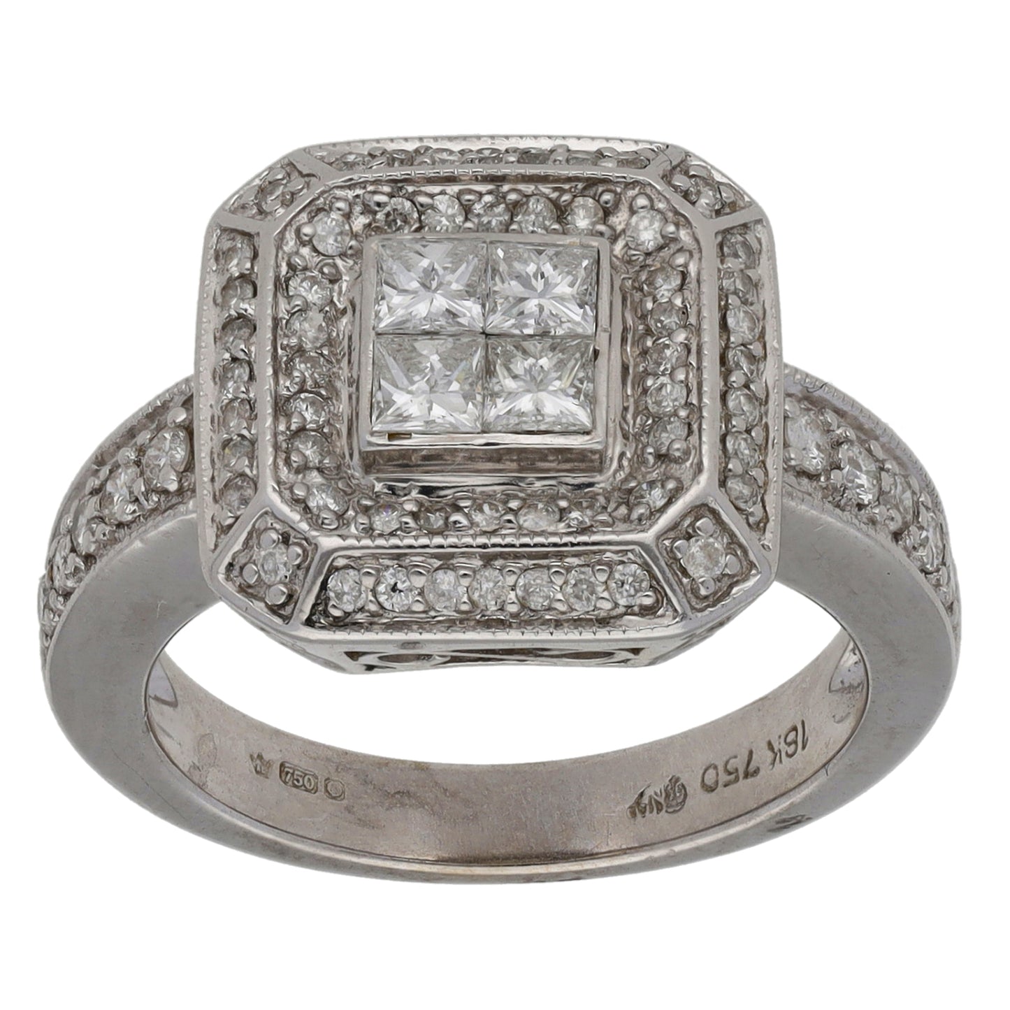 18ct White Gold 0.78ct Diamond Dress/Cocktail Ring Size M