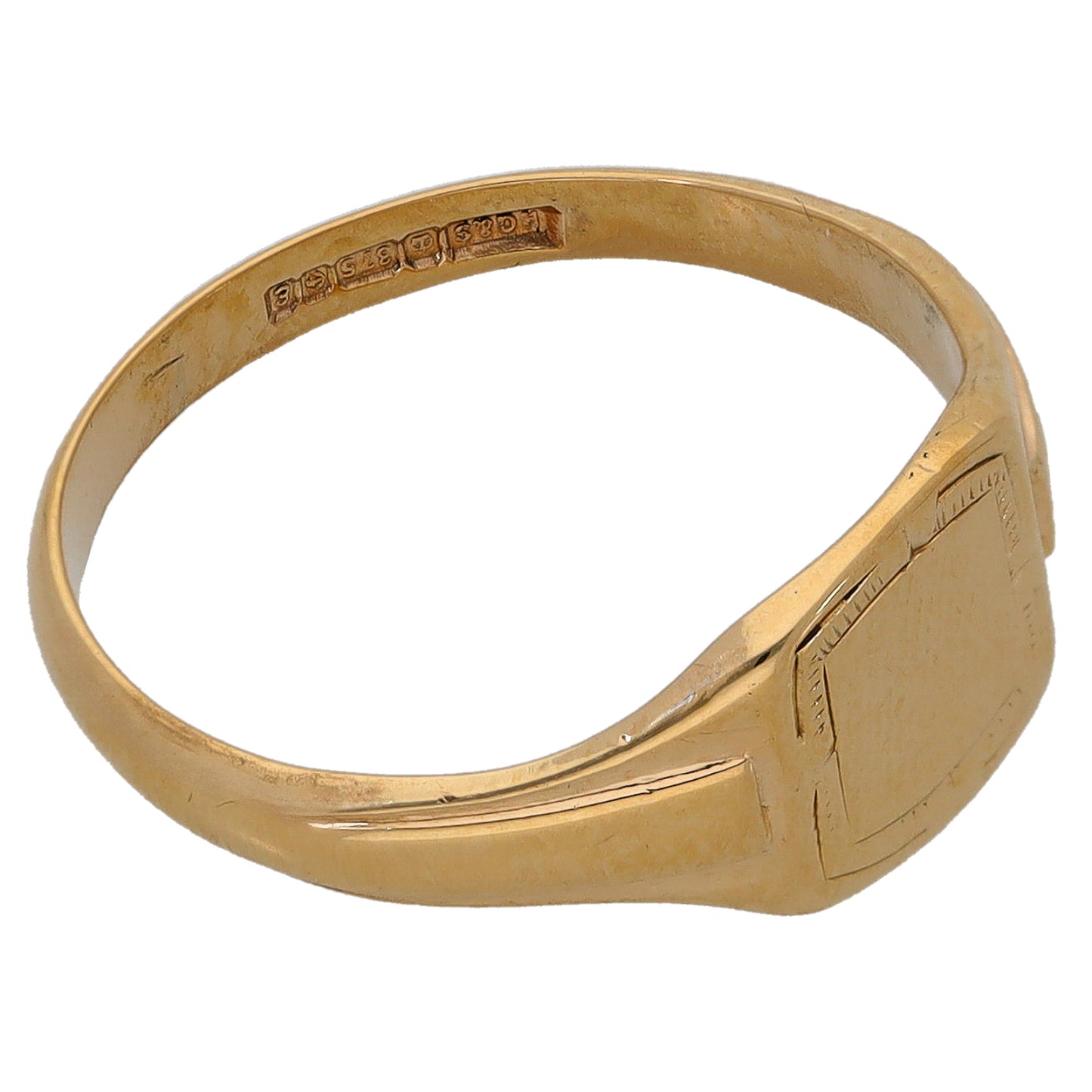 9ct Gold Patterned Signet Ring Size M