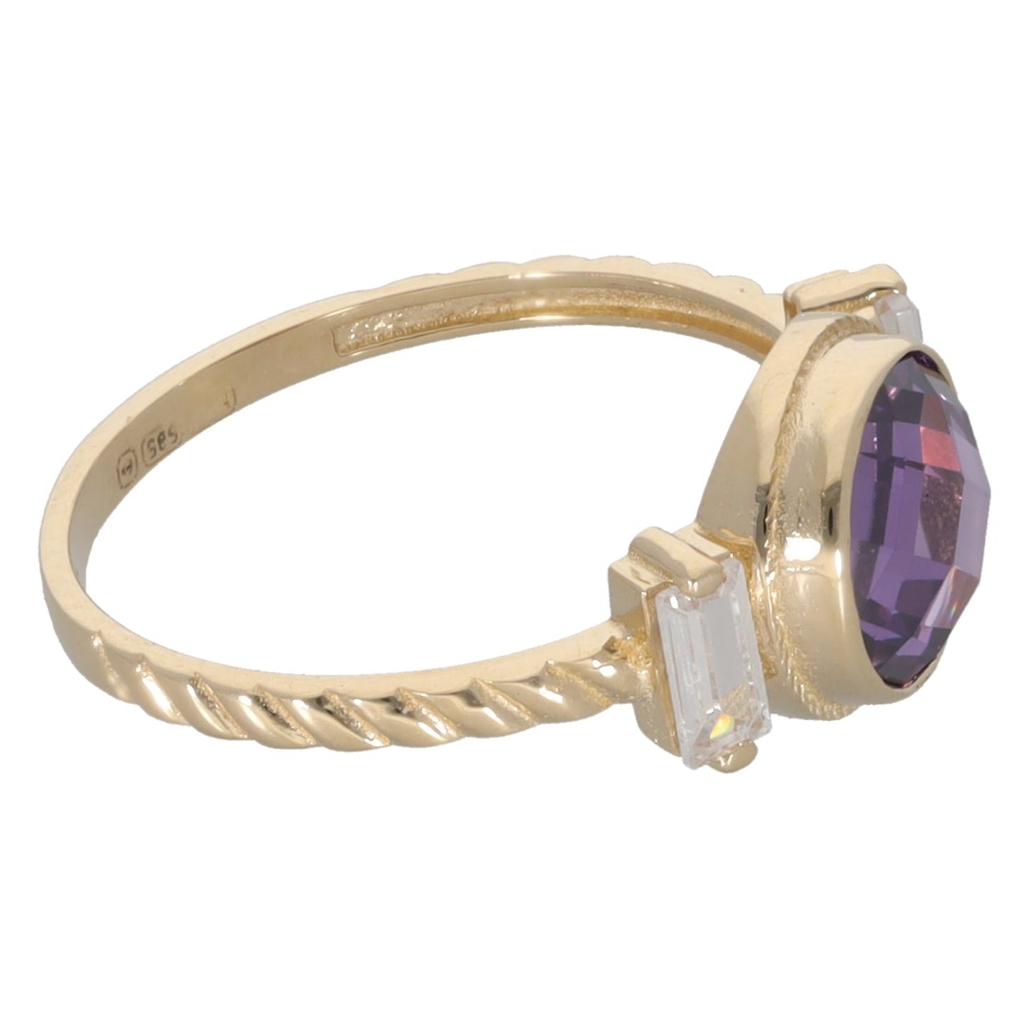 New 14ct Gold Kids Purple CZ Cocktail Ring