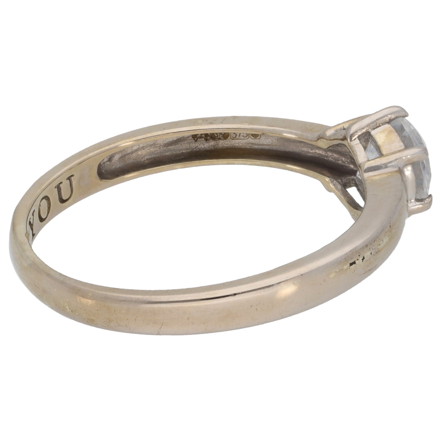 9ct White Gold Cubic Zirconia Single Stone Ring Size S