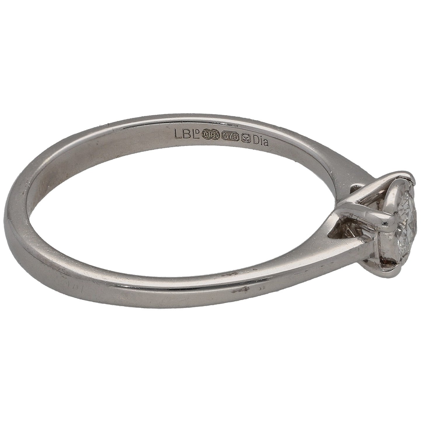 9ct White Gold 0.17ct Diamond Solitaire Ring Size M