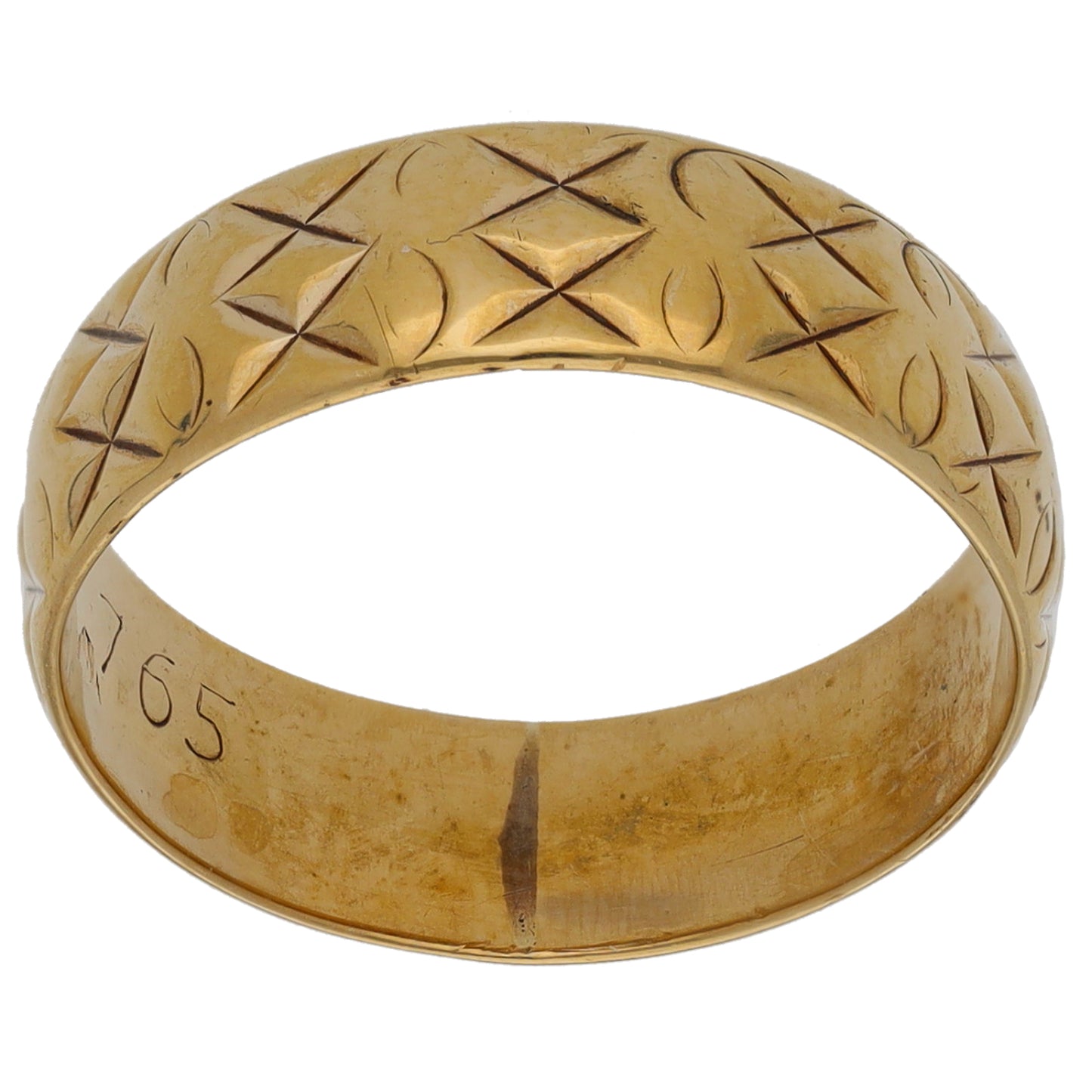 9ct Gold Patterned Wedding Ring Size N