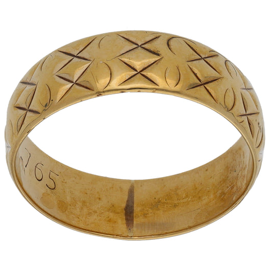 9ct Gold Patterned Wedding Ring Size N