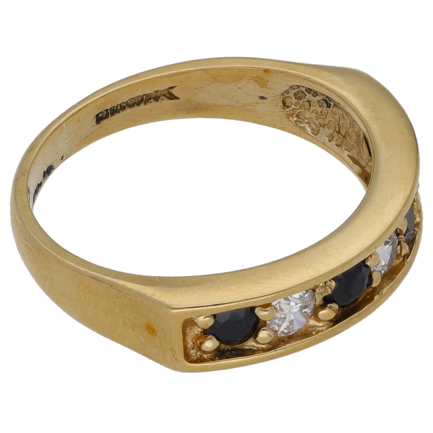 9ct Gold Sapphire & Cubic Zirconia Half Eternity Ring Size M