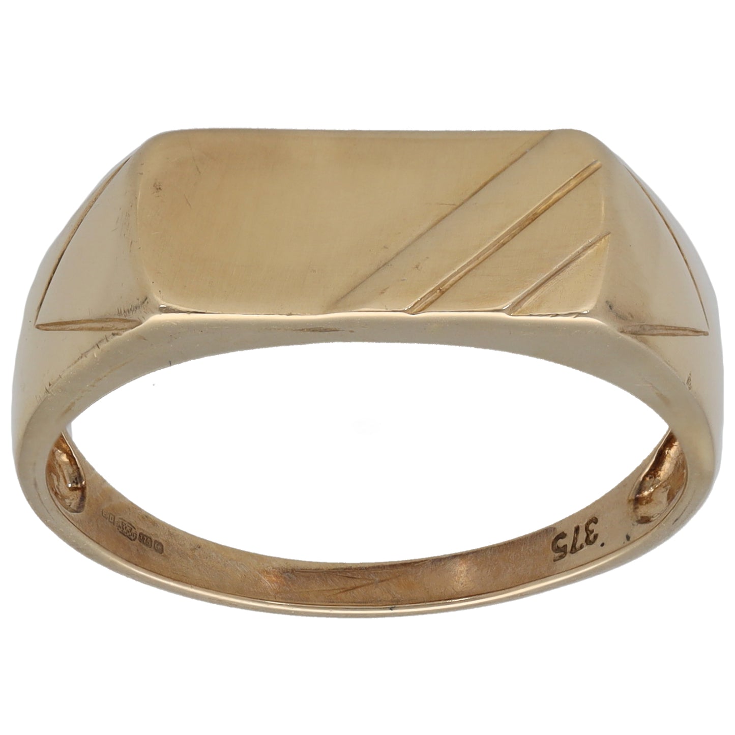 9ct Bicolour Gold Patterned Signet Ring Size T
