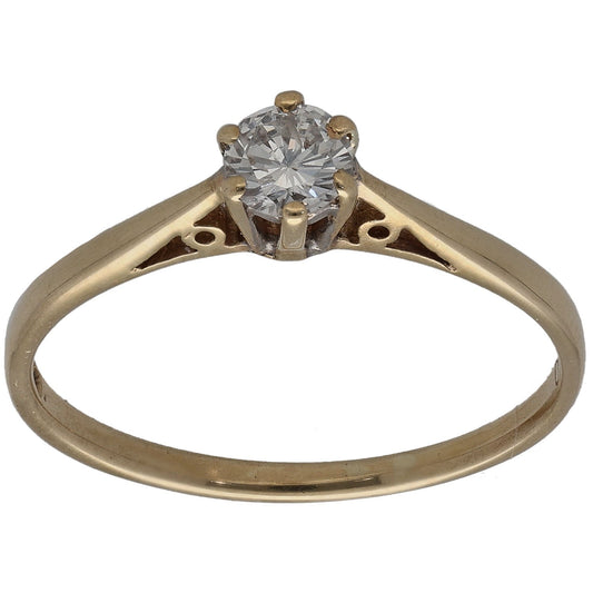 9ct Gold 0.20ct Diamond Solitaire Ring Size M