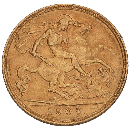 22ct Gold King Edward VII Half Sovereign Coin 1905