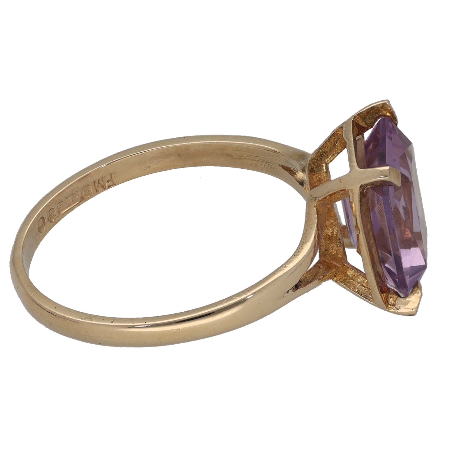 9ct Gold Amethyst Single Stone Ring Size P