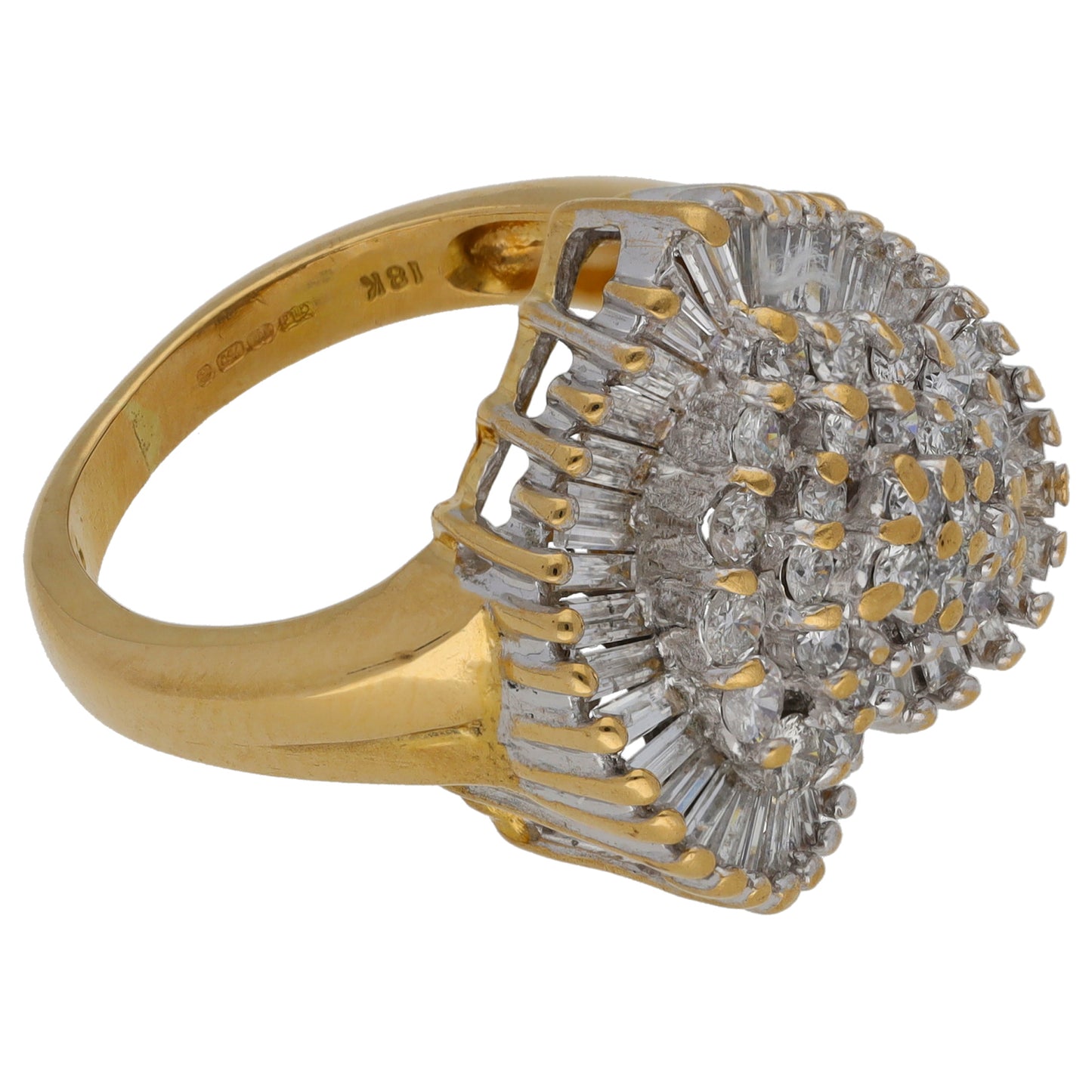 18ct Gold 2.00ct Diamond Cluster Ring Size N