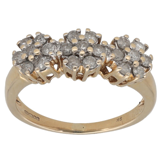 9ct Gold 0.42ct Diamond Dress/Cocktail Ring Size M
