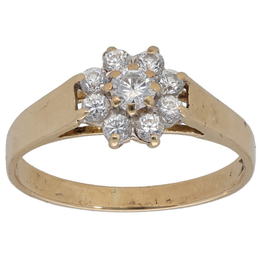 9ct Gold Cubic Zirconia Cluster Ring Size L