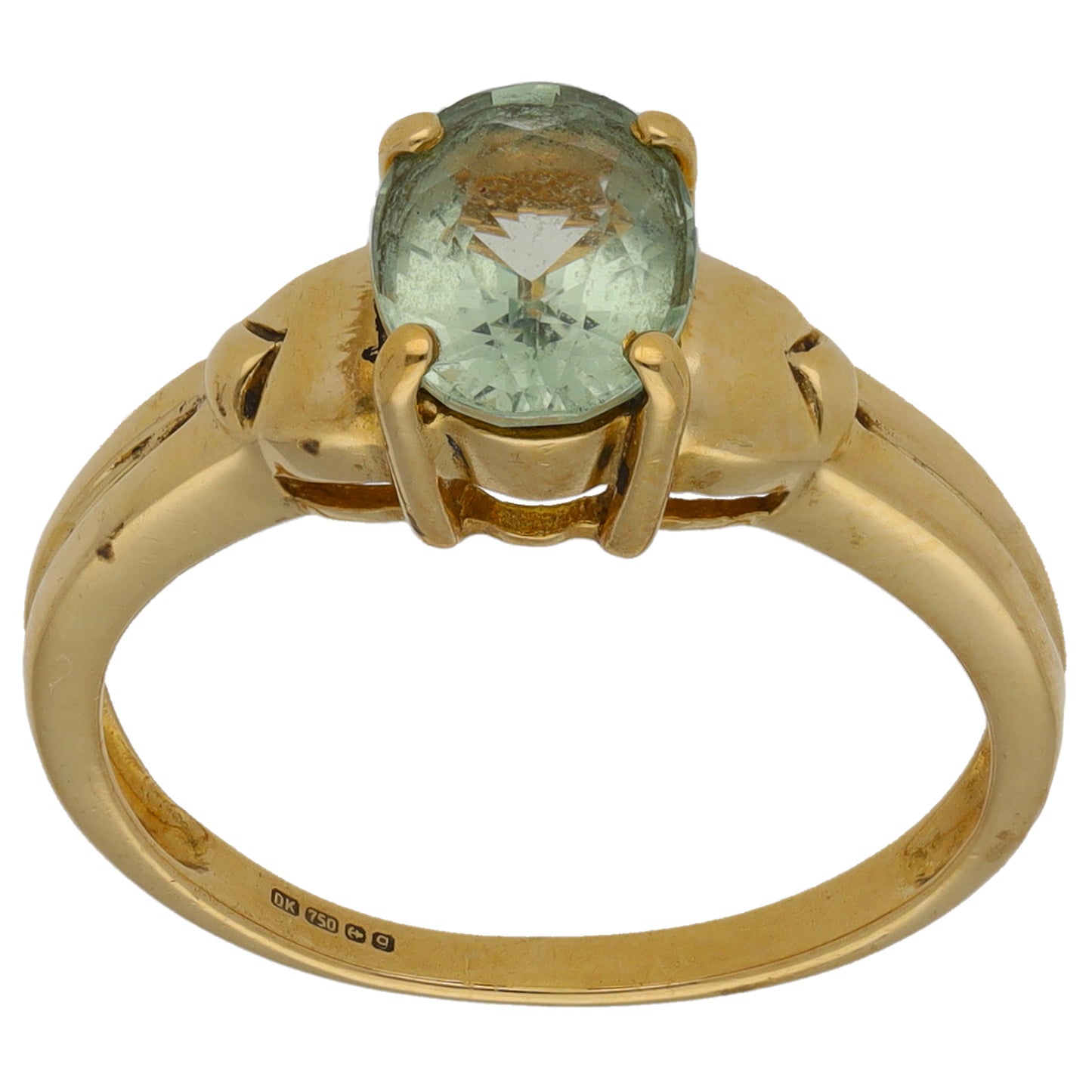 18ct Gold Beryl Single Stone Ring Size N