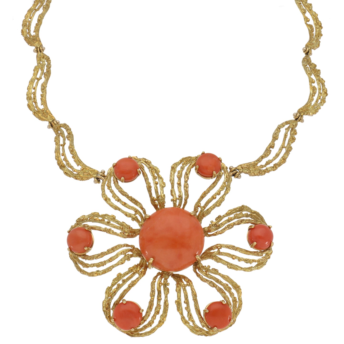 18ct Gold Coral Earrings, Necklace & Bracelet Jewellery Set