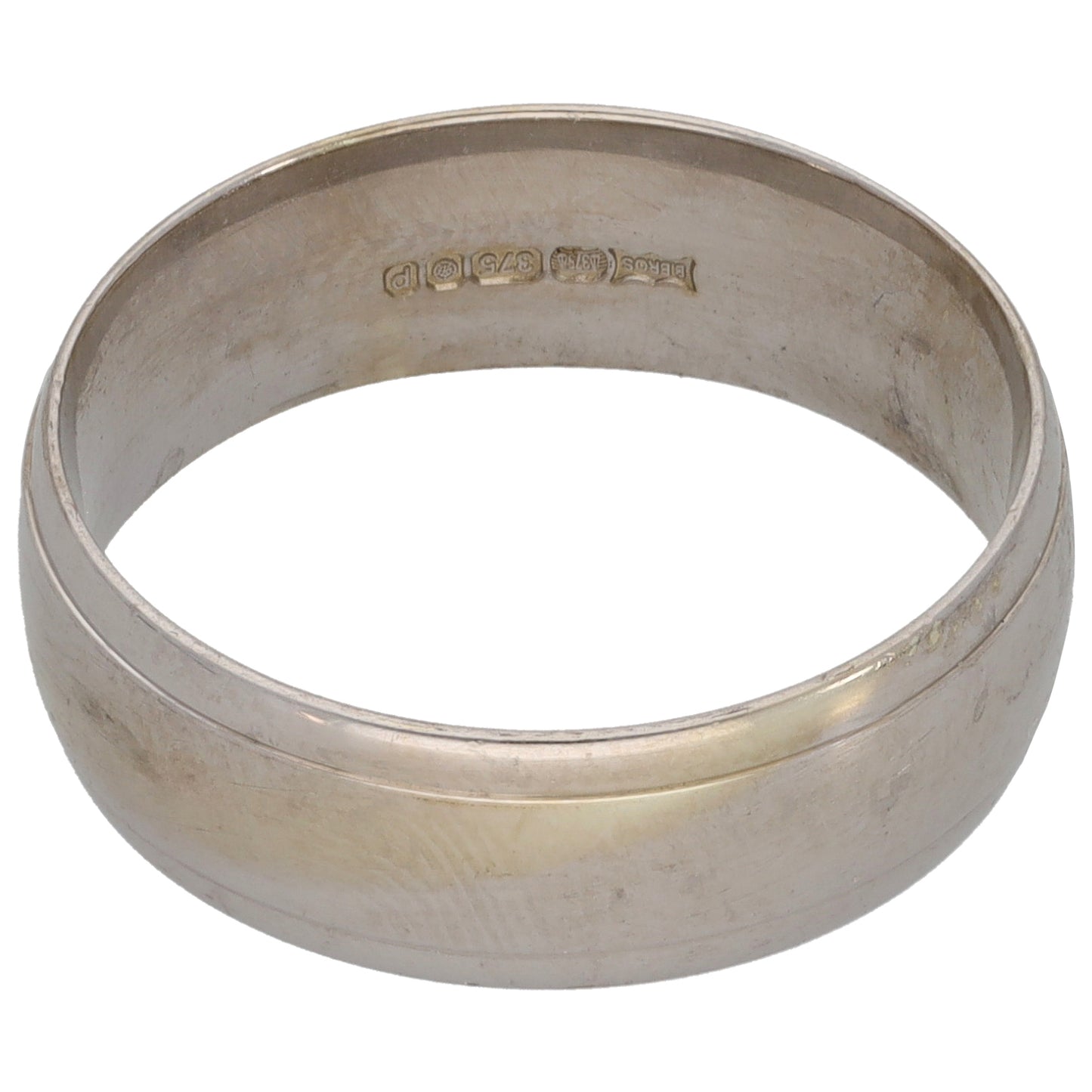 9ct White Gold Patterned Wedding Ring Size P