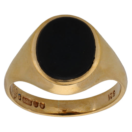 9ct Gold Onyx Single Stone Signet Ring Size Q