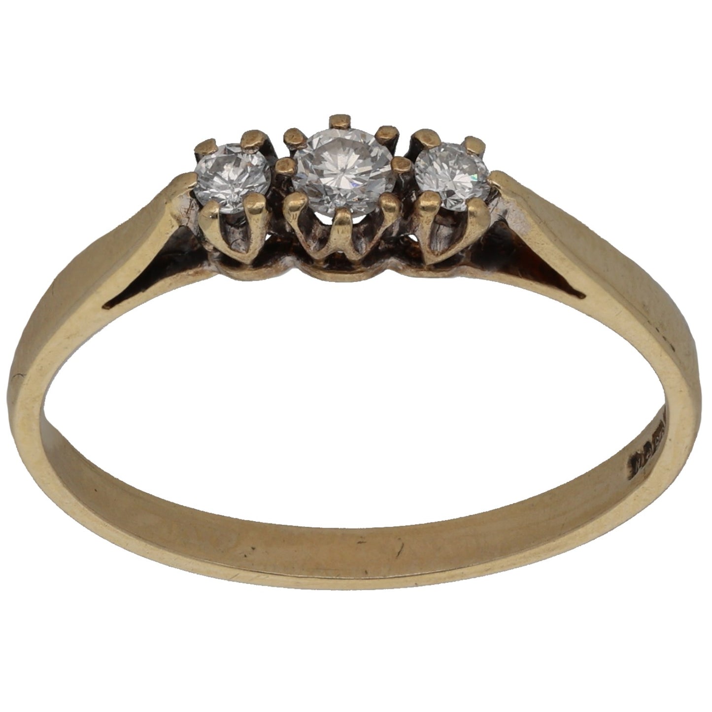 9ct Gold 0.07ct Diamond Trilogy Ring Size M