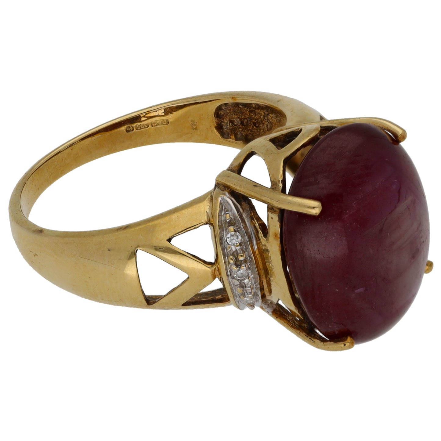 9ct Gold Ruby & 0.03ct Diamond Dress/Cocktail Ring Size N