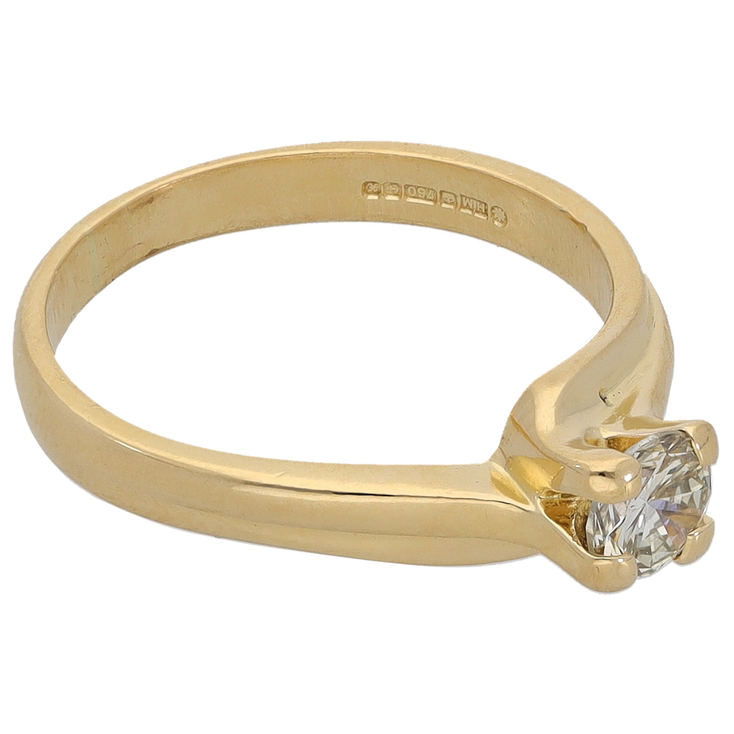 18ct Gold 0.54ct Diamond Solitaire Ring Size P