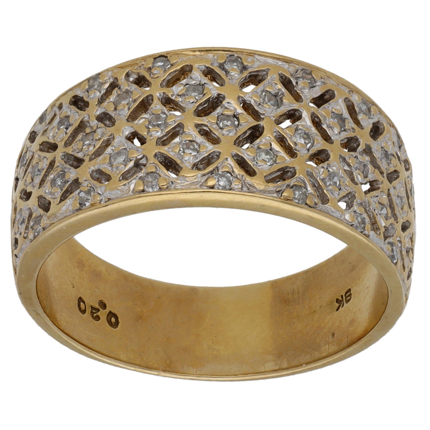 9ct Gold 0.20ct Diamond Dress/Cocktail Ring Size O