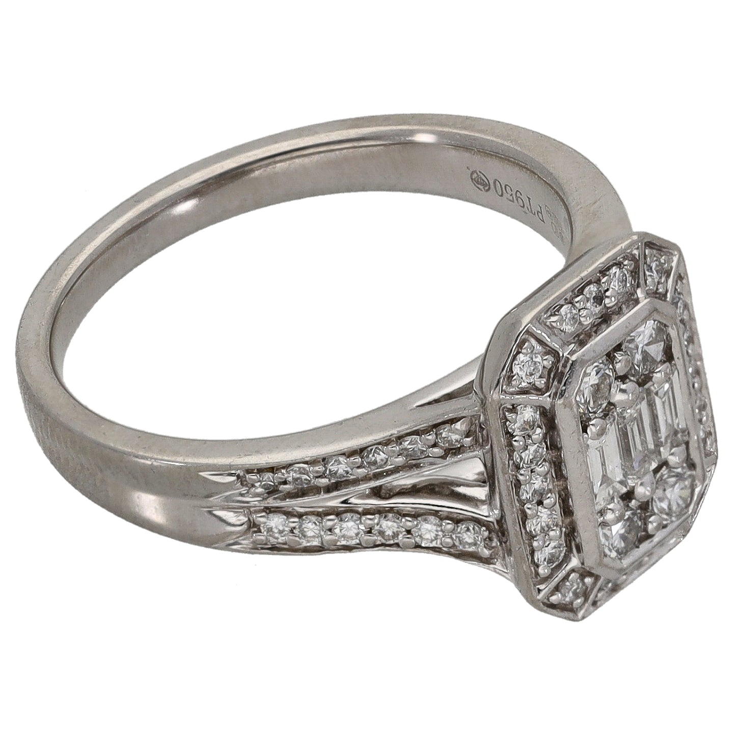 Platinum 0.54ct Diamond Dress/Cocktail Ring Size M