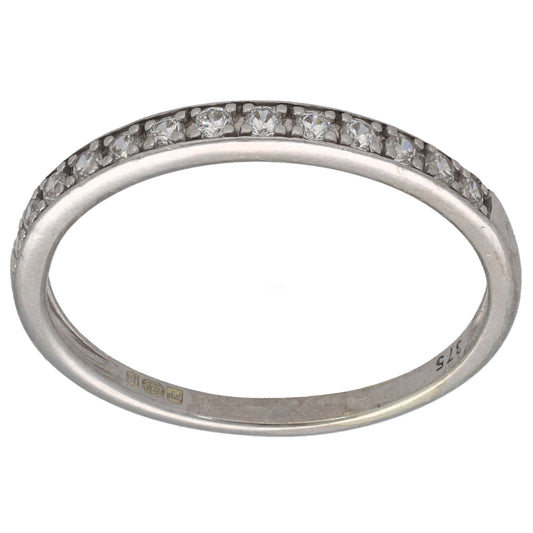 9ct White Gold Cubic Zirconia Half Eternity Ring Size P