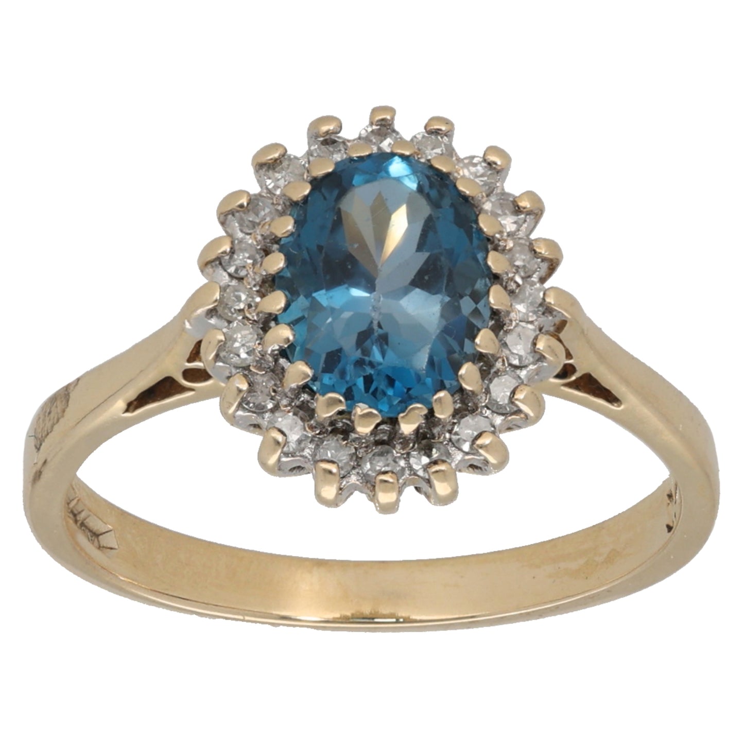 9ct Gold 0.20ct Diamond & Topaz Cluster Ring Size N