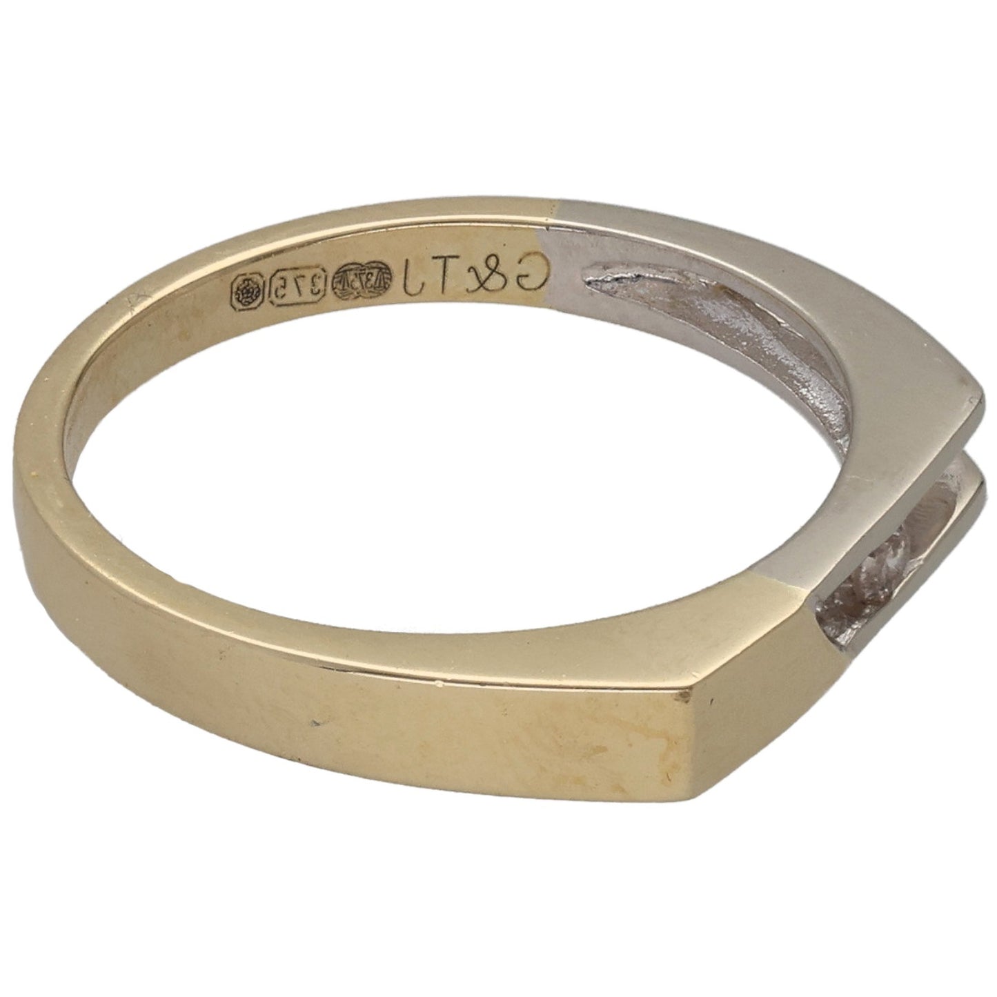 9ct Bicolour Gold 0.03ct Diamond Solitaire Ring Size L