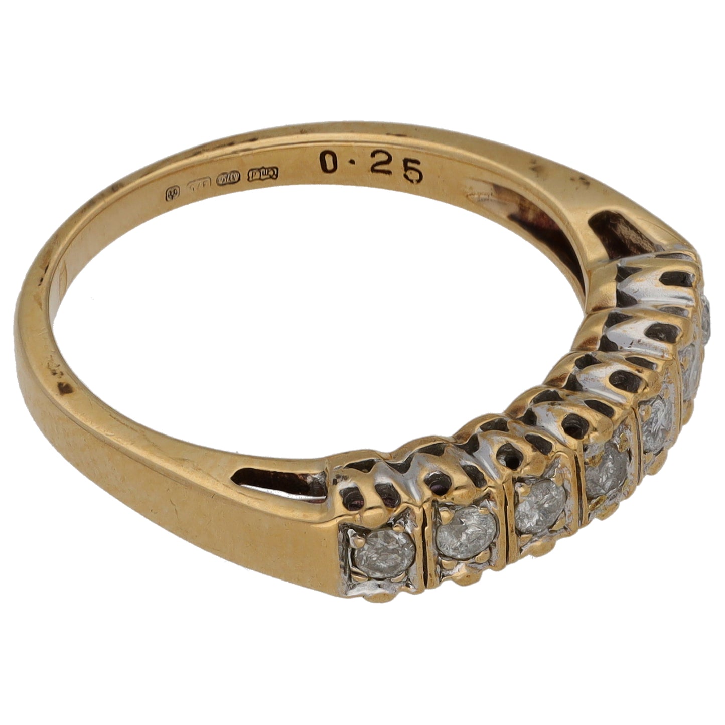9ct Gold 0.25ct Diamond Half Eternity Ring Size N