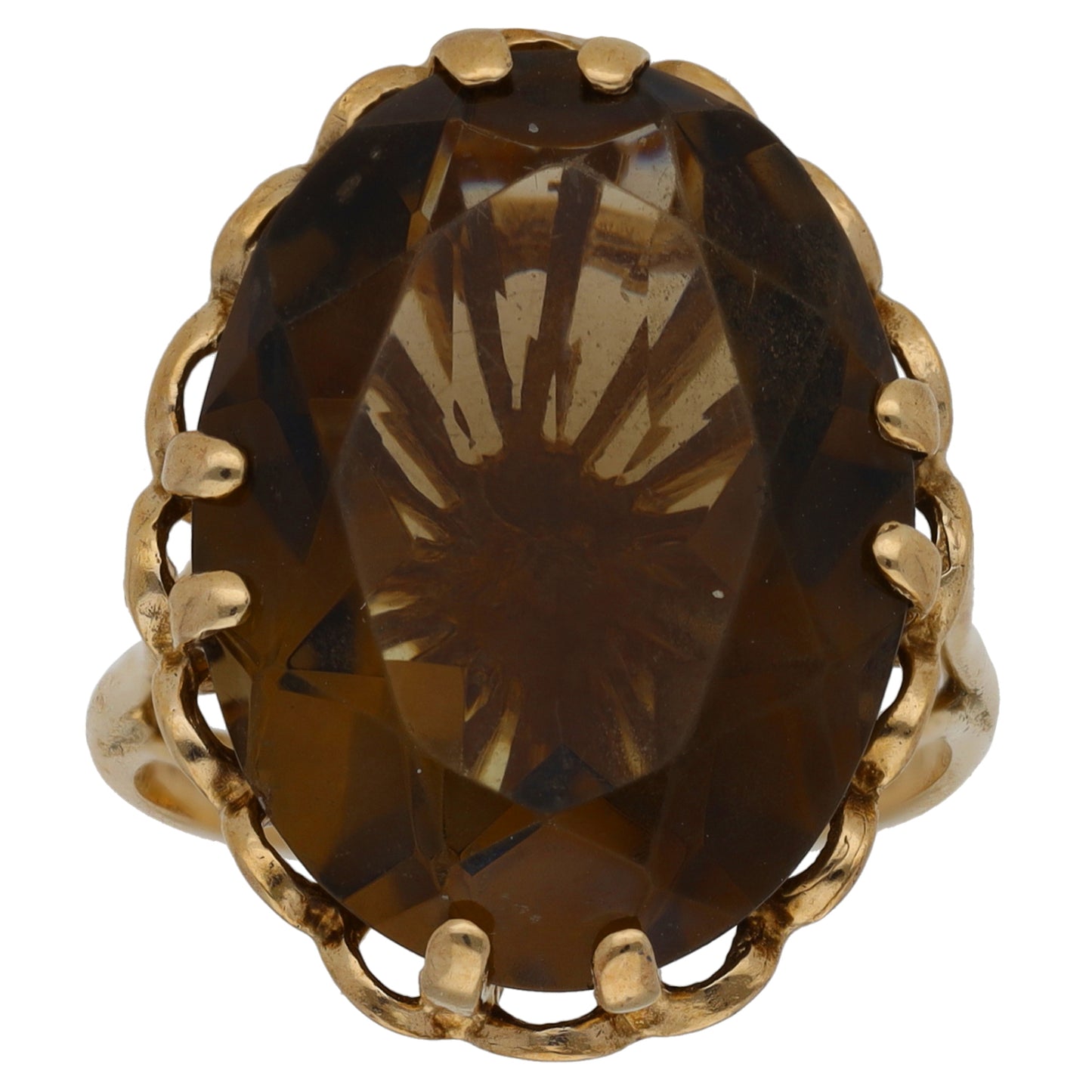 9ct Gold Smoky Quartz Single Stone Ring Size N