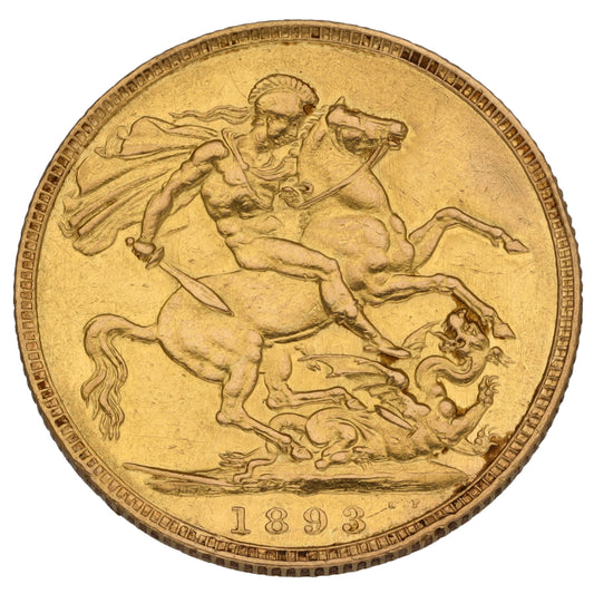 22ct Gold Queen Victoria Full Sovereign Coin 1893
