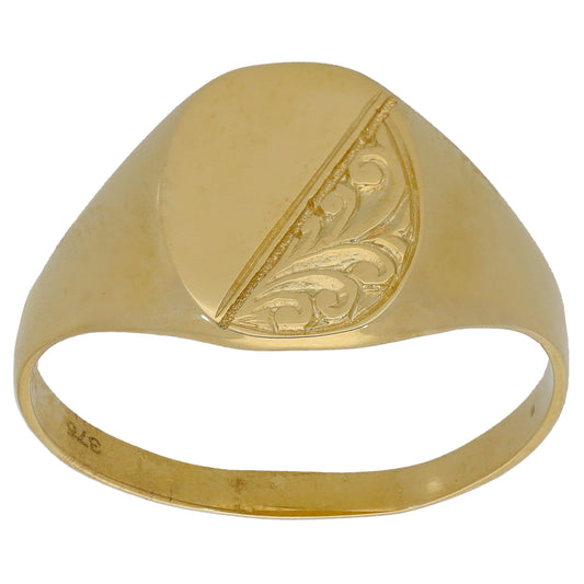 New 9ct Gold Patterned Signet Ring
