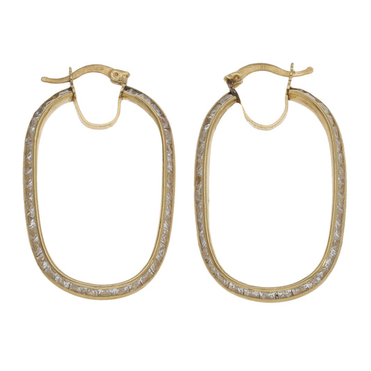 9ct Gold Cubic Zirconia Creole Earrings